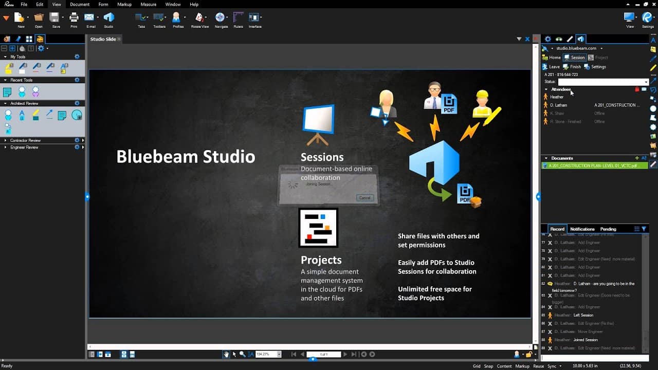 How to do collaborative, real-time, design review in engineering drawings using Bluebeam Revu in Wrench SmartProject